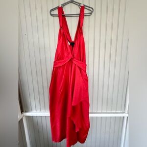 Banana Republic Vibrant coral lt red Knot-Front silky Dress